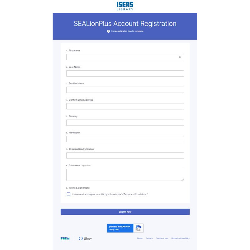 SEALionPLUS Account Registration