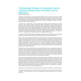 2018/026 - Controversial Changes to Indonesia’s Law on Legislative Bodies Come into Effect