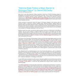 2018/106 - Rakhine State Politics a Major Barrier to Rohingya Return