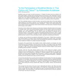 2019/007 - Is the Participation of Buddhist Monks in Thai Politics still Taboo?