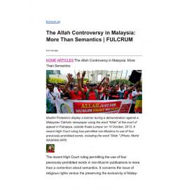 2021/084 - The Allah Controversy in Malaysia: More Than Semantics
