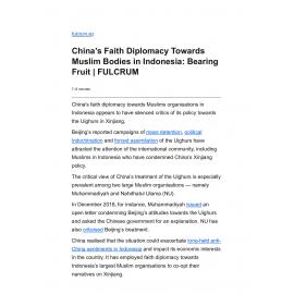 2022/030 - China’s Faith Diplomacy Towards Muslim Bodies in Indonesia: Bearing Fruit