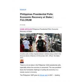 2022/042 - Philippines Presidential Polls: Economic Recovery at Stake