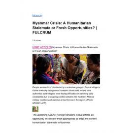 2022/045 - Myanmar Crisis: A Humanitarian Stalemate or Fresh Opportunities?
