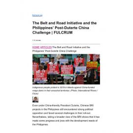 2022/100 - The Belt and Road Initiative and the Philippines’ Post-Duterte China Challenge