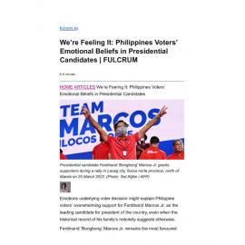 2022/117 - We’re Feeling It: Philippines Voters’ Emotional Beliefs in Presidential Candidates