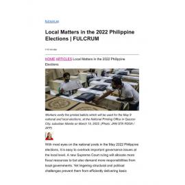 2022/137 - Local Matters in the 2022 Philippine Elections