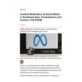 2022/221 - Content Moderation of Social Media in Southeast Asia: Contestations and Control
