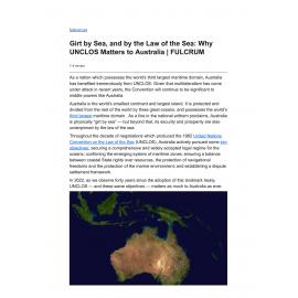 2022/283 - Girt by Sea, and by the Law of the Sea: Why UNCLOS Matters to Australia