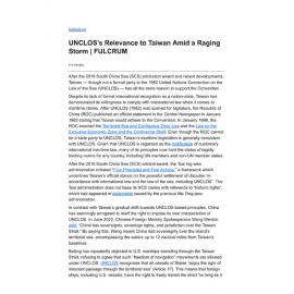 2022/286 - UNCLOS’s Relevance to Taiwan Amid a Raging Storm