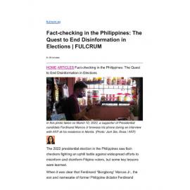 2022/355 - Fact-checking in the Philippines: The Quest to End Disinformation in Elections