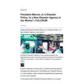 2023/126 - President Marcos Jr.’s Disaster Policy: Is a New Disaster Agency in the Works?