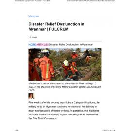 2023/149 - Disaster Relief Dysfunction in Myanmar