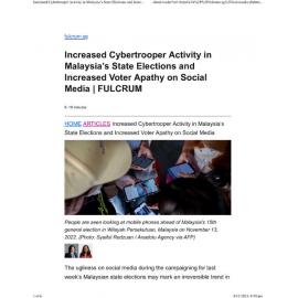 2023/195 - Increased Cybertrooper Activity in Malaysia’s State Elections and Increased Voter Apathy on Social Media