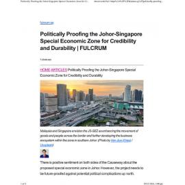 2024/376 - Politically Proofing the Johor-Singapore Special Economic Zone for Credibility and Durability