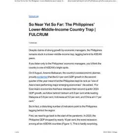 2024/348 - So Near Yet So Far: The Philippines’ Lower-Middle-Income Country Trap