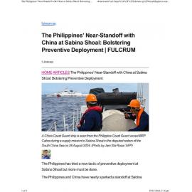 2024/337 - The Philippines’ Near-Standoff with China at Sabina Shoal: Bolstering Preventive Deployment