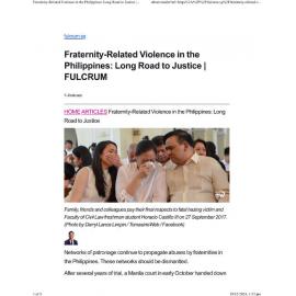 2024/329 - Fraternity-Related Violence in the Philippines: Long Road to Justice