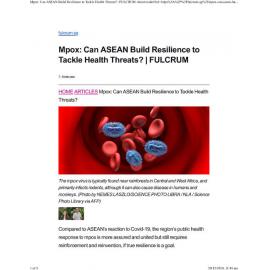 2024/312 - Mpox: Can ASEAN Build Resilience to Tackle Health Threats?