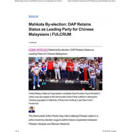 2024/305 - Mahkota By-election: DAP Retains Status as Leading Party for Chinese Malaysians