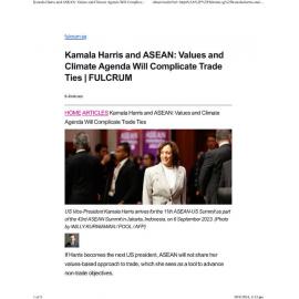 2024/271 - Kamala Harris and ASEAN: Values and Climate Agenda Will Complicate Trade Ties