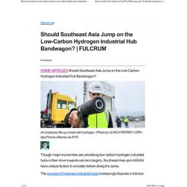 2024/265 - Should Southeast Asia Jump on the Low-Carbon Hydrogen Industrial Hub Bandwagon?