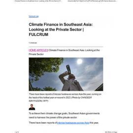 2024/177 - Climate Finance in Southeast Asia: Looking at the Private Sector