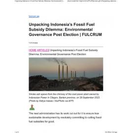 2024/132 - Unpacking Indonesia’s Fossil Fuel Subsidy Dilemma: Environmental Governance Post Election