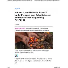 2024/127 - Indonesia and Malaysia: Palm Oil Under Pressure from Substitutes and EU Deforestation Regulation