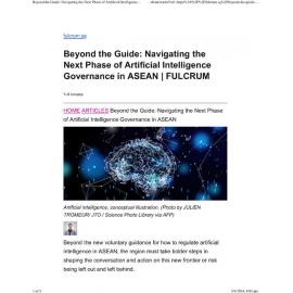 2024/121 - Beyond the Guide: Navigating the Next Phase of Artificial Intelligence Governance in ASEAN