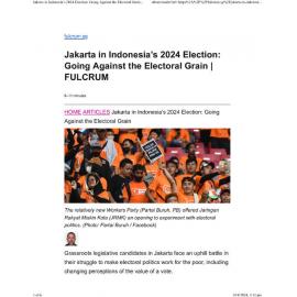 2024/073 - Jakarta in Indonesia’s 2024 Election: Going Against the Electoral Grain