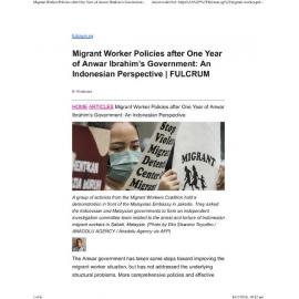 2024/024 - Migrant Worker Policies after One Year of Anwar Ibrahim’s Government: An Indonesian Perspective