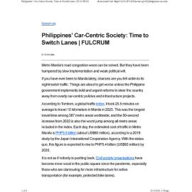 2025/012 - Philippines’ Car-Centric Society: Time to Switch Lanes
