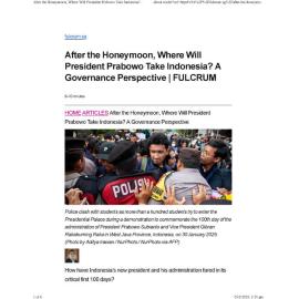 2025/045 - After the Honeymoon, Where Will President Prabowo Take Indonesia? A Governance Perspective