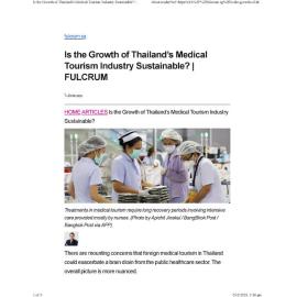 2025/049 - Is the Growth of Thailand’s Medical Tourism Industry Sustainable?