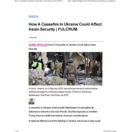 2025/052 - How A Ceasefire In Ukraine Could Affect Asian Security