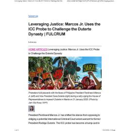 2025/063 - Leveraging Justice: Marcos Jr. Uses the ICC Probe to Challenge the Duterte Dynasty