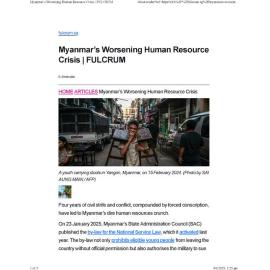 2025/074 - Myanmar’s Worsening Human Resource Crisis