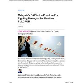 2025/108 - Malaysia’s DAP in the Post-Lim Era: Fighting Demographic Realities