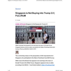2025/111 - Singapore is Not Buying into Trump 2.0