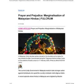2025/118 - Prayer and Prejudice: Marginalisation of Malaysian Hindus