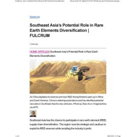 2025/126 - Southeast Asia’s Potential Role in Rare Earth Elements Diversification