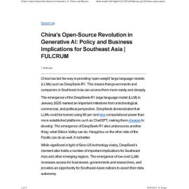 2025/136 - China’s Open-Source Revolution in Generative AI: Policy and Business Implications for Southeast Asia