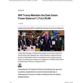 2025/139 - Will Trump Maintain the East Asian Power Balance?
