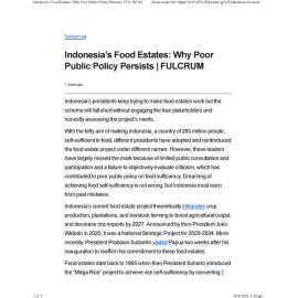 2025/145 - Indonesia’s Food Estates: Why Poor Public Policy Persists