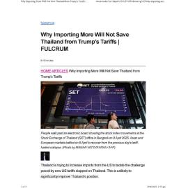 2025/149 - Why Importing More Will Not Save Thailand from Trump’s Tariffs