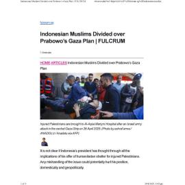 2025/160 - Indonesian Muslims Divided over Prabowo’s Gaza Plan