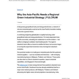2025/172 - Why the Asia-Pacific Needs a Regional Green Industrial Strategy