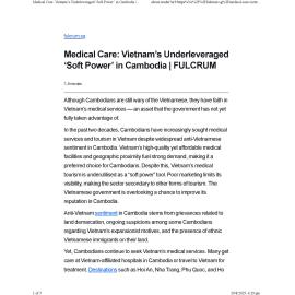 2025/175 - Medical Care: Vietnam’s Underleveraged ‘Soft Power’ in Cambodia