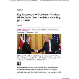 2025/178 - Key Takeaways for Southeast Asia from US-UK Trade Deal: It Will Be a Hard Slog
